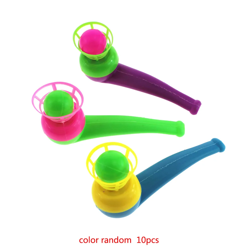 2021 10PCS Children Toys Blow Pipe & Balls Kid  Blowing Toys Gift Plastic Pipe Balls Toy Color Random 7