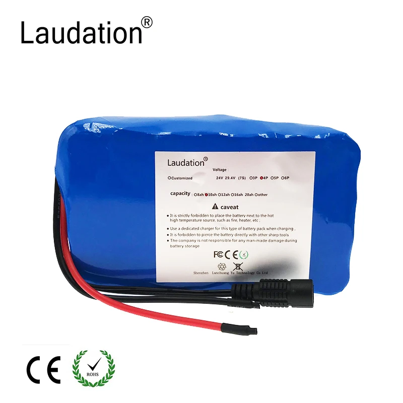 Laudation 24V 10ah Электрический велосипед литий-ионный Батарея 29.4V10000mAh 15A BMS 250W 24V 350W 18650 Батарея пакет двигатель для инвалидной коляски