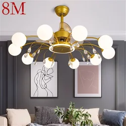 Ventilateur de plafond nordique de 8M, avec branches modernes, éclairage LED, télécommande pour la maison, salle à manger 