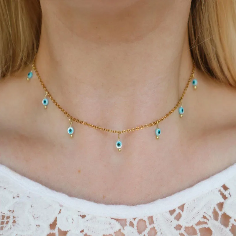 Blue Evil Eye Necklace, Handmade Turkish Glass and 18kt gold filled - Image 5