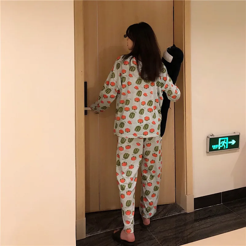 Pijama Feminino Inverno для женщин, пижама с длинным рукавом, женская мода, свободная, увеличивающая рост, с рисунком крокодила, повседневная домашняя одежда