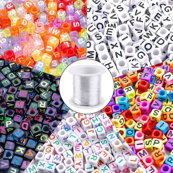 

1400Pcs Letter Beads Acrylic Square Alphabet Beads String for Making Jewelry, Necklaces, Bracelets, Etc