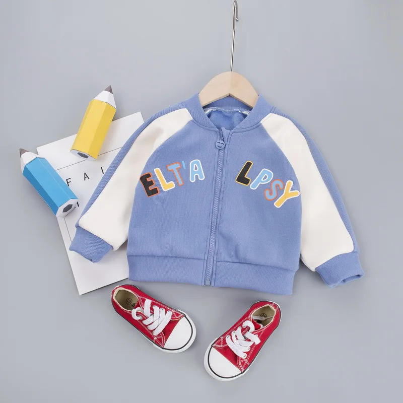 light blue Детская куртка для детей от 0 до 4 лет; сезон осень-зима; теплая куртка из плотного бархата с рисунком для малышей - Цвет: light blue