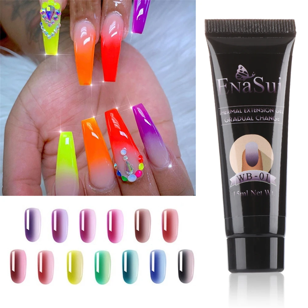 15ml Thermal Quick Extension Fluorescent Nail Gel Polish Nail Building Gel Temperature Color Changing Soak Off UV Gel Varnish