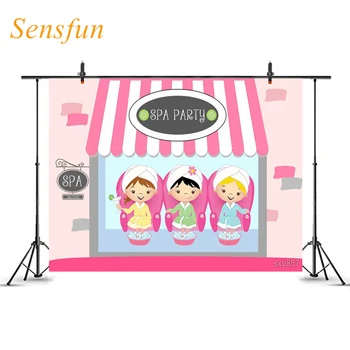 

LEVOO Photography Backdrop Pink Spa Party Girls Foot Massage Photo Background Photo Studio Backdrop Shoot Props Photo Zone