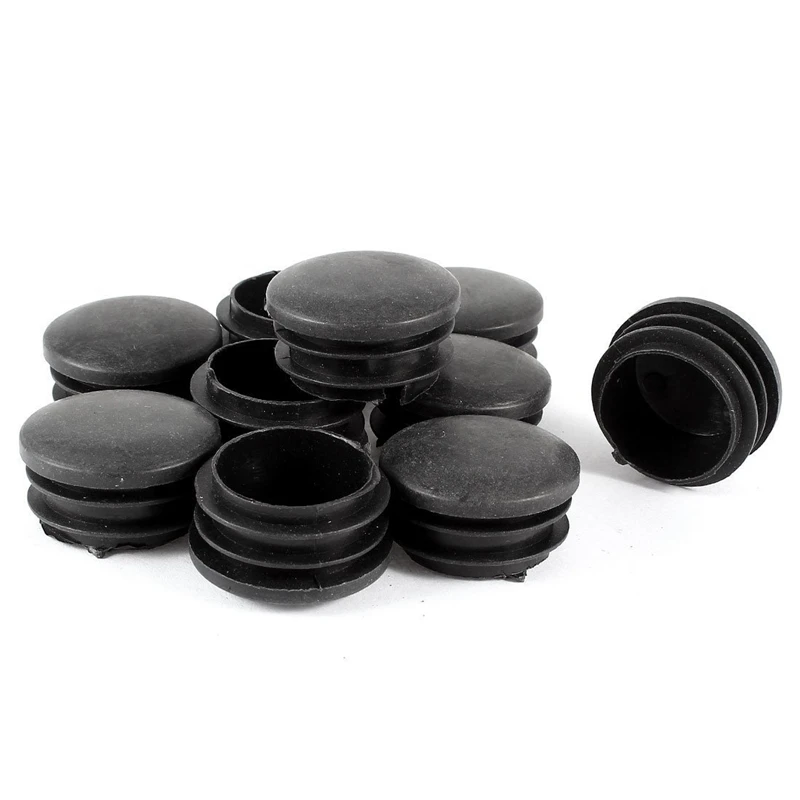 

New 10 Pieces Plastic Black 35mm Dia Blind Plugs for Legs Round Tube Insert
