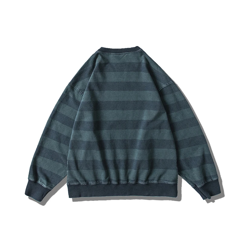 2019 Men's Spring New Casual Stripes Hit Color Round Neck Long-sleeved Hoodies Loose Temperament Tide Cotton Harajuku