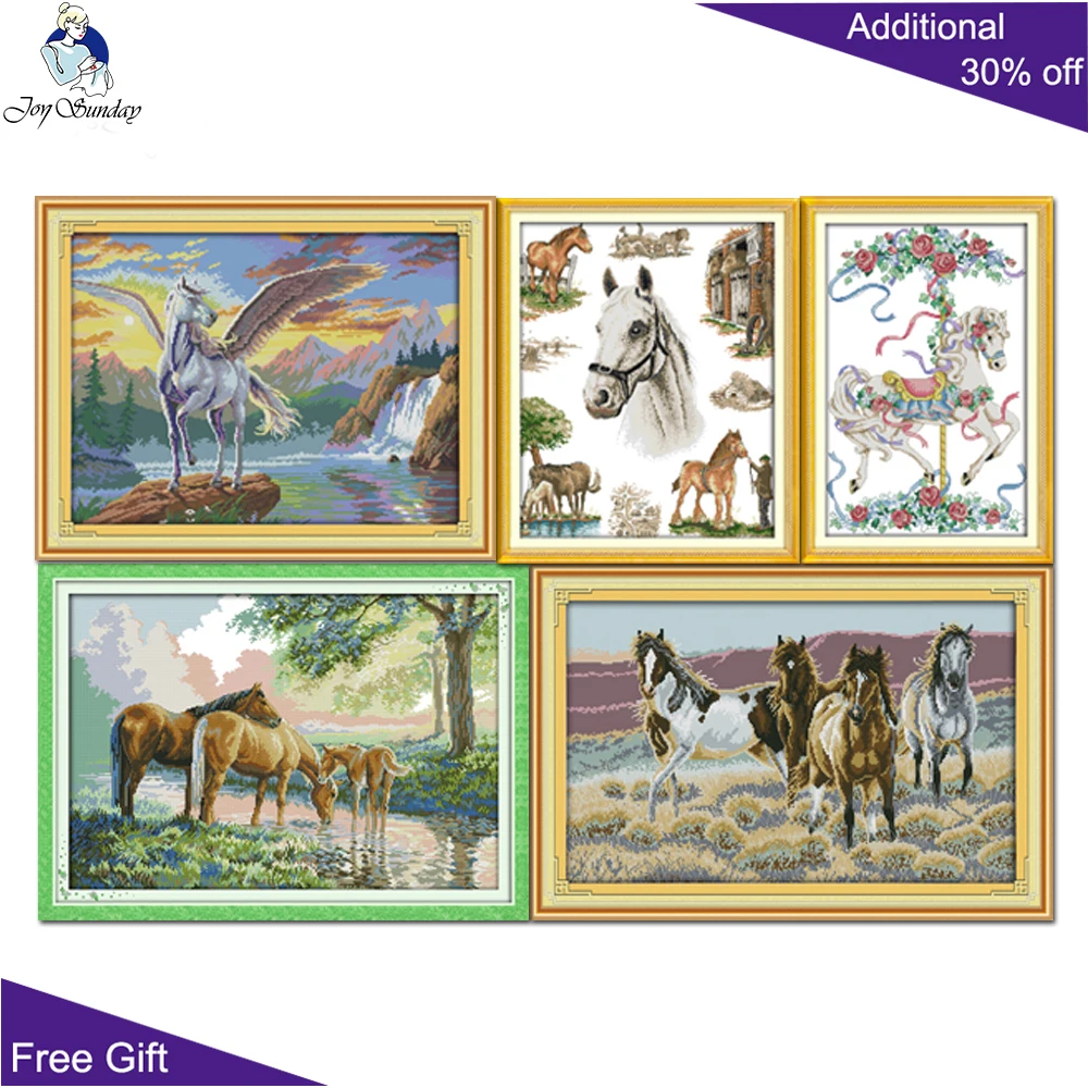 Набор для вышивки крестом Joy Sunday D308 D365 D434 D453 D496|cross stitch kits|horse cross kitscross needlework |