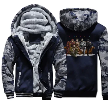 

Justice League Cyborg Wonder Men Winter Thick Fleece Camo Jacket Coat Woman Coats Friend Funny Hoodie Sportswear Raglan Jackets