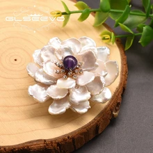 GLSEEVO натуральный пресноводный барокко Жемчуг цветок брошь Femme Bijoux аметист, Агат Броши для женщин двойного назначения ювелирные изделия GO0100