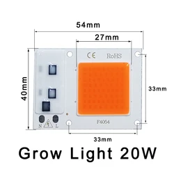 5 - Piece LED Grow Light Set - Full Spectrum COB Phyto Lamps for Indoor Plant and Flower Growth (Grow Light 20W)