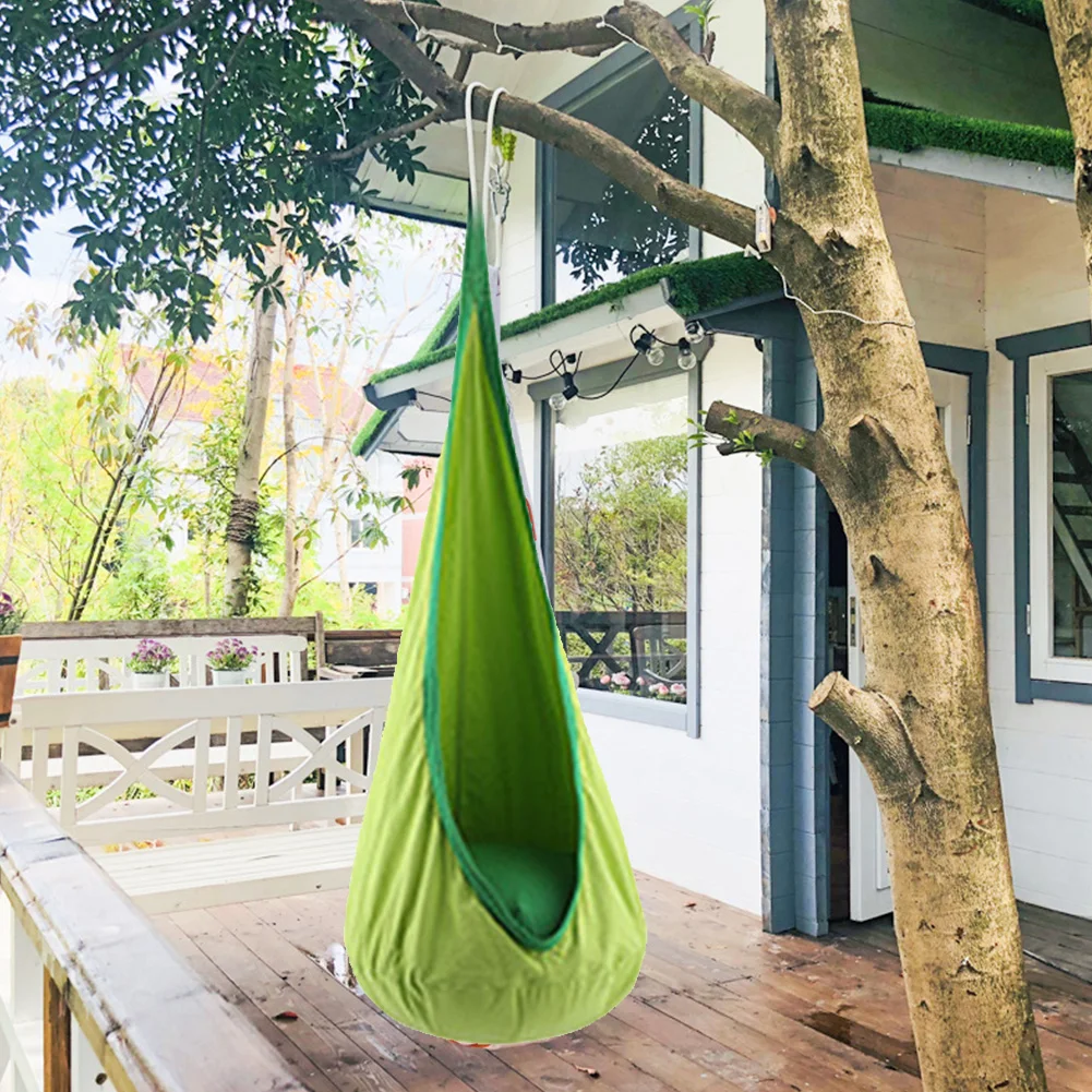 

Hanging Seat Zipper Comfortable Courtyard Air Cushion Tree Home Children Space Saving Outdoor Swing Pod Hammock Chair Indoor