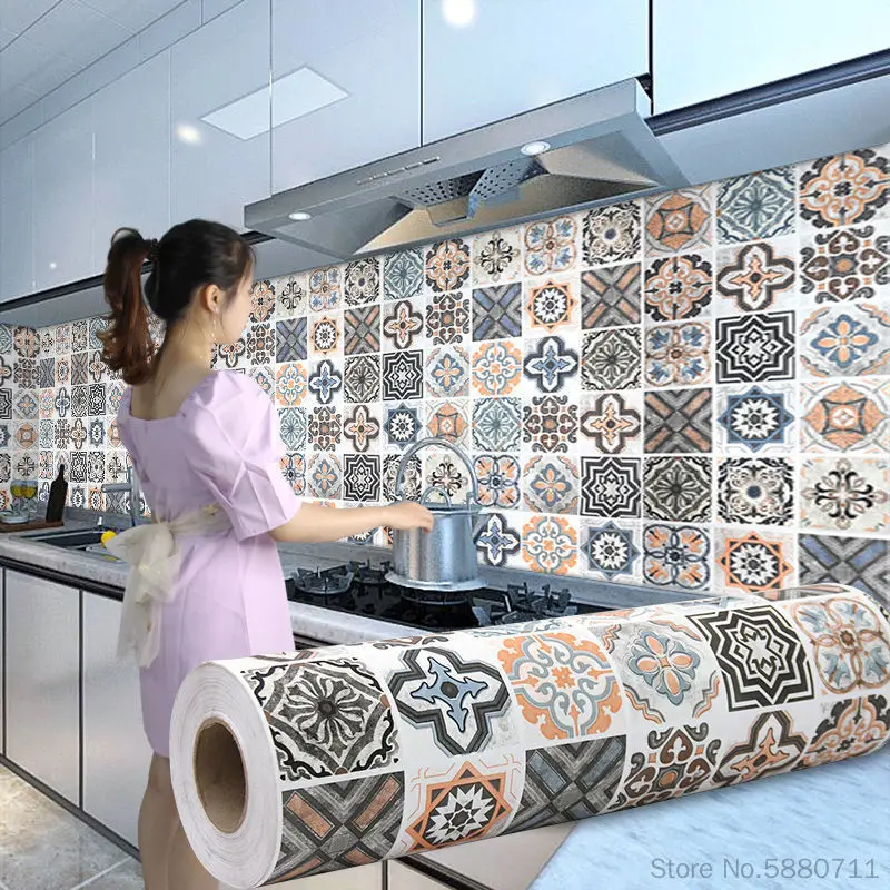 DIY oil proof kitchen wall stickers self adhesive papel de parede decor bathroom pee for tile 3D waterproof moisture proof vinyl