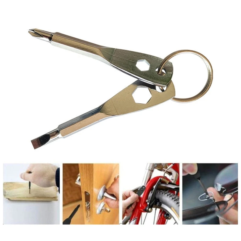 Keychain Screwdriver Men Gifts Tool Stocking Stuffers Portable Key Shaped Pocket Screw Driver Gadgets EDC Multi Tool