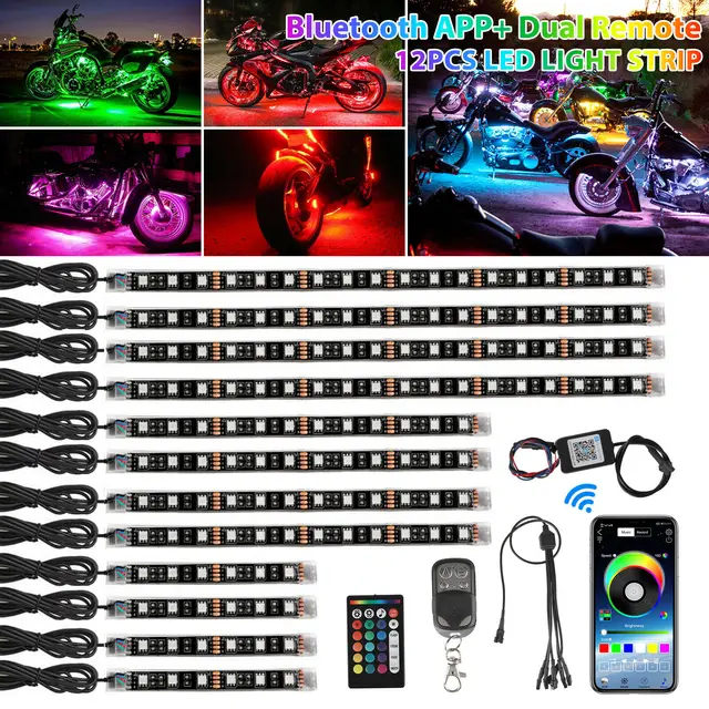 Strisce LED Neon Per Moto 12V - RGB Con Telecomando, Impermeabili, Universali Per Personalizzazione