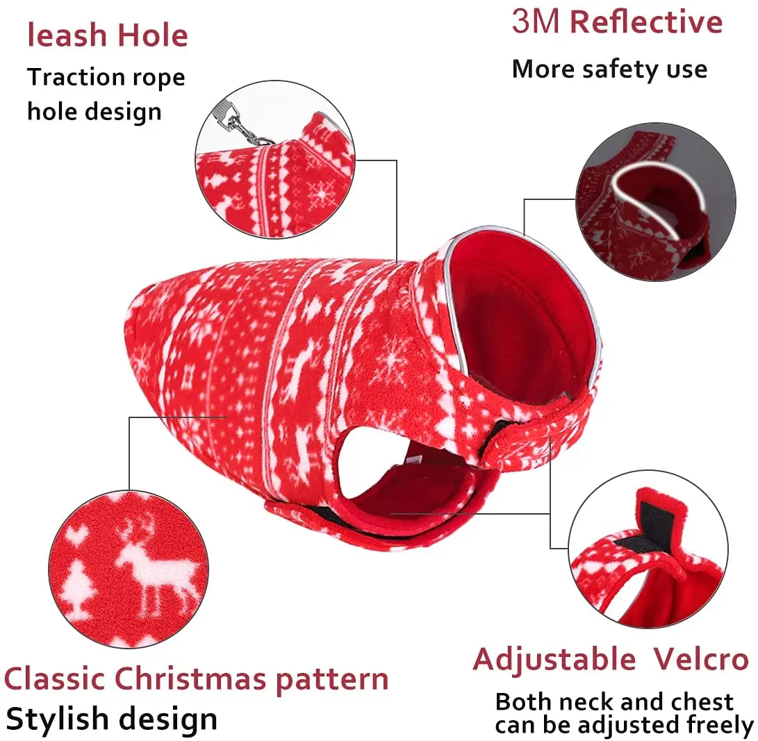 Reversible pet Christmas clothes for dogs Winter Warm vest
