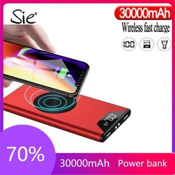 

Portable 30000mAh Wireless Charger High Capacity Power Bank Ultra Thin Fast Charging LED Light Digital Display Power Bank