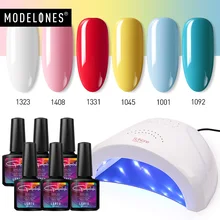 Modelones 7 шт./лот 48 Вт/36 Вт Светодиодная лампа Сушилка для ногтей светодиодный Гель-лак для ногтей Дизайн ногтей Гибридный СВЕТОДИОДНЫЙ Гель-лак Инструменты Наборы личная гигиена