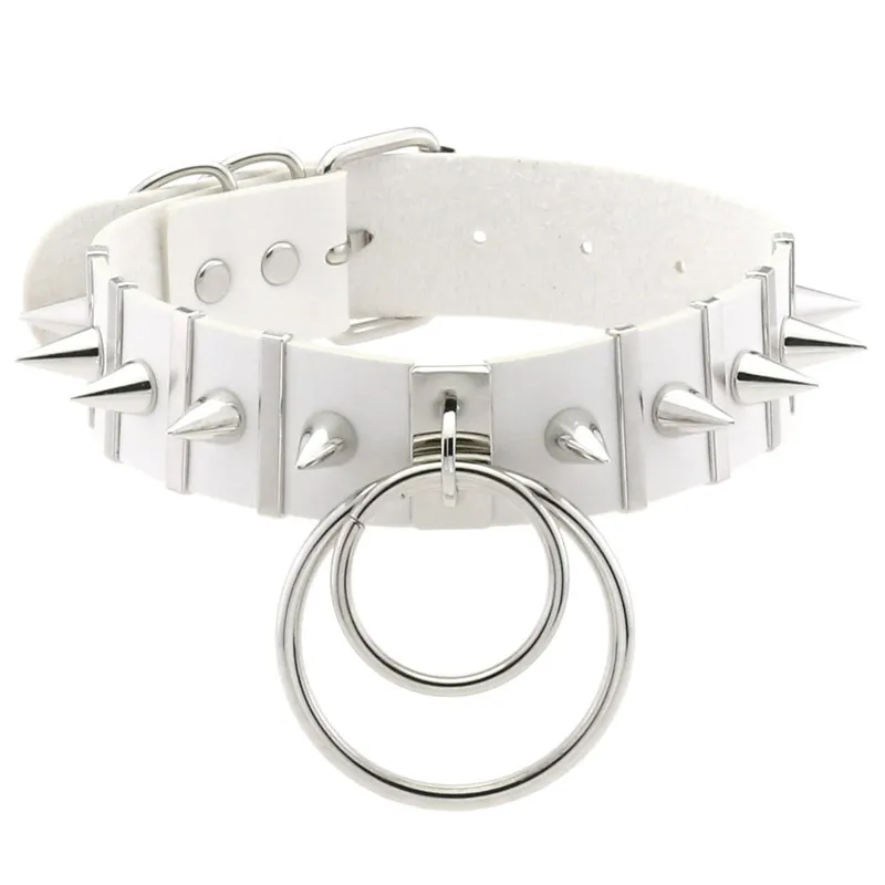 2024 Neue Damen Schwarzes Leder Choker Punk PU Leder Spike Halsband Nieten Halskette Gothic Schmuck 10