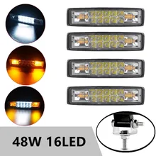 

LED Work Light Bar 48W Strobe Flash Combo Beam White Yellow For Offroad Atv Suv Motorcycle Truck Trailer Car Accessories 12V 24V