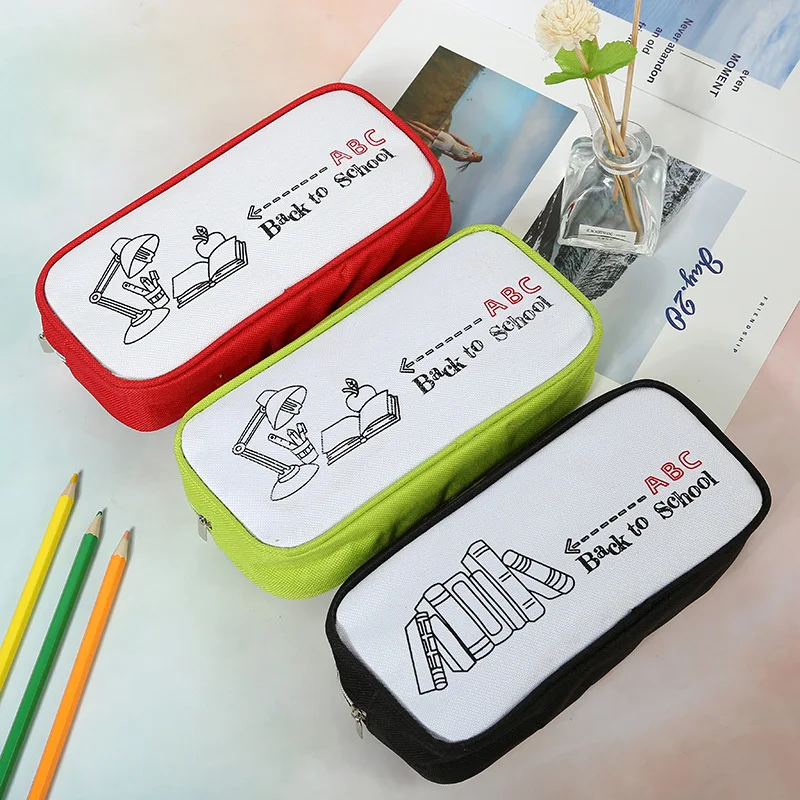 

Back To School Pencil Case Big Capacity Pencil Cases for Boy Girl Creative Stationery Black Canvas Pencil Bag Box School Supply