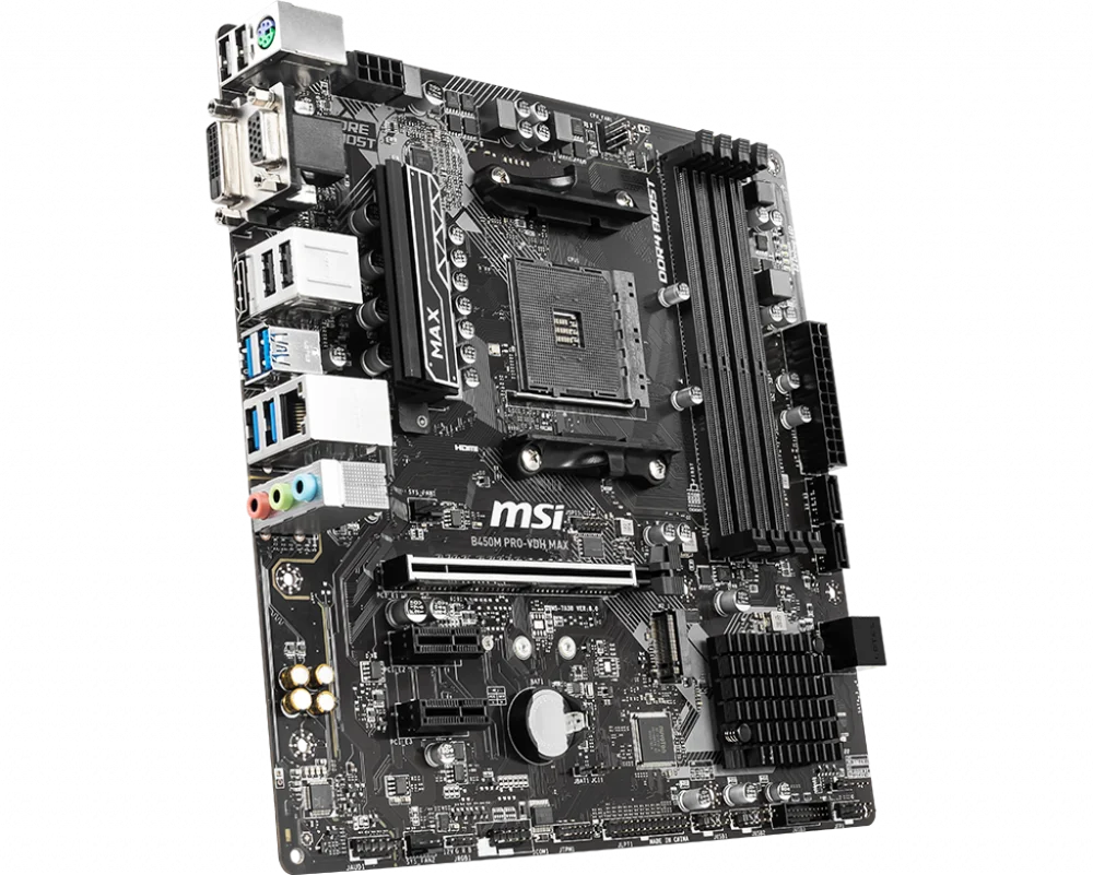 системная плата msi B450M PRO VDH MAX AMD ryzen с поддержкой 3 го поколения am4 M.2 ssd USB3.1 ddr4 VGA DVI HDMI