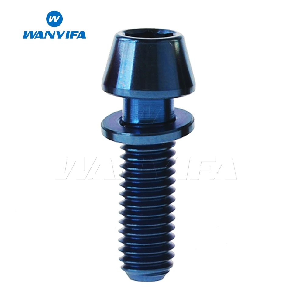 Blue M5X16 Ваньифа Винт С Титановым болтом M5x16 18 20 мм коническая головка с шайбой для руля велосипеда 5 цветов - Цвет: Blue M5X16
