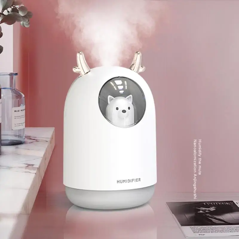 

300ml Mini Air Humidifier Bear Shaped LED Chromatic Lamp Aromatherapy Essential Oil Diffuser Ultrasonic USB Atomizer