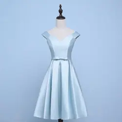 Vestido Azul Marino свадебное платье Элегантное голубое платье для подружки невесты сестры А-силуэт атласное короткое пикантное платье для