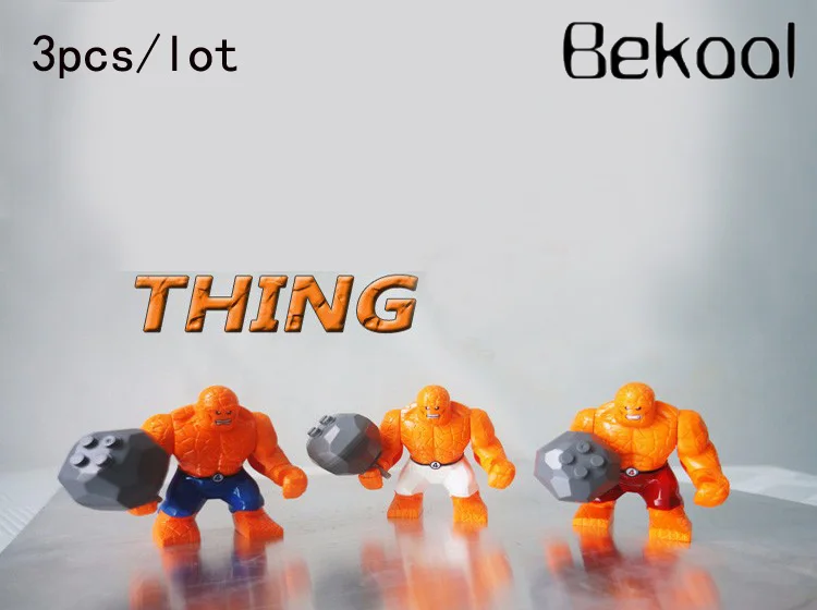 

3pcs Decool 0153-0155 Super Heroes Fantastic Four Big Thing mini doll with Blue/Silver/Red shorts compatible legoe blocks sets
