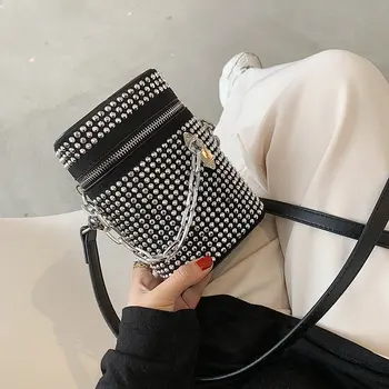 

Women Bags 2020 Trendy Bling Mini Shoulder Bag Leather Solid Color Cigarette Box Purses Women Small Crossbody Messenger Bag