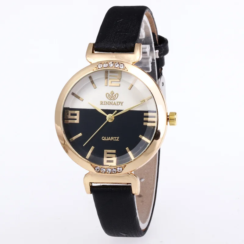 

AliExpress Hot Selling Pu Hide Substance Ladies' Watch Mixed Colors Dial Quartz with Numbers Watch