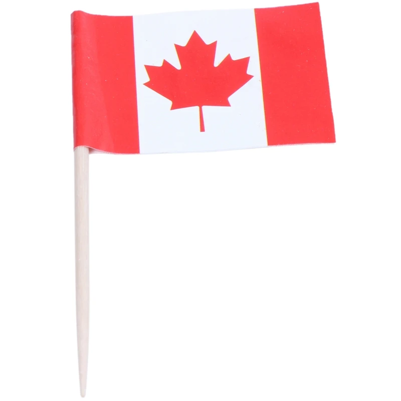 

Lot of 50 Pcs Mini Wooden Toothpick with Flag for Decor of Party Fruit Pastry - Canada