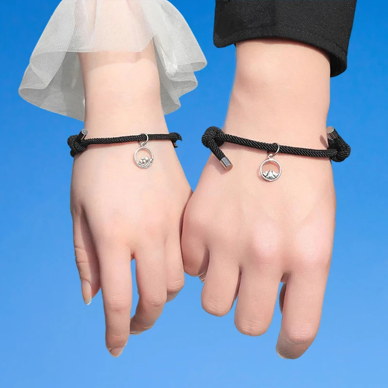Attract pulseras magnéticas para parejas, regalo de amor de distancia, cadena de cuerda para amantes, hermanas, joyería, regalo|Personalizado Pulseras| - AliExpress