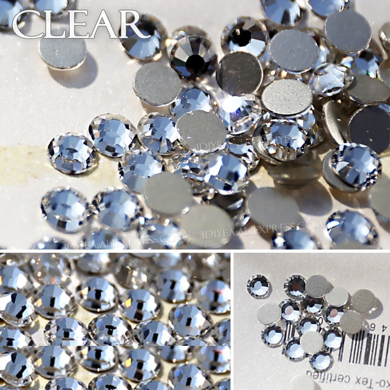 Quality Assurance! Various Clear AB Non hot fix Rhinestones ss3-ss30 flat back crystal stone strass glitter for 3d nail garment