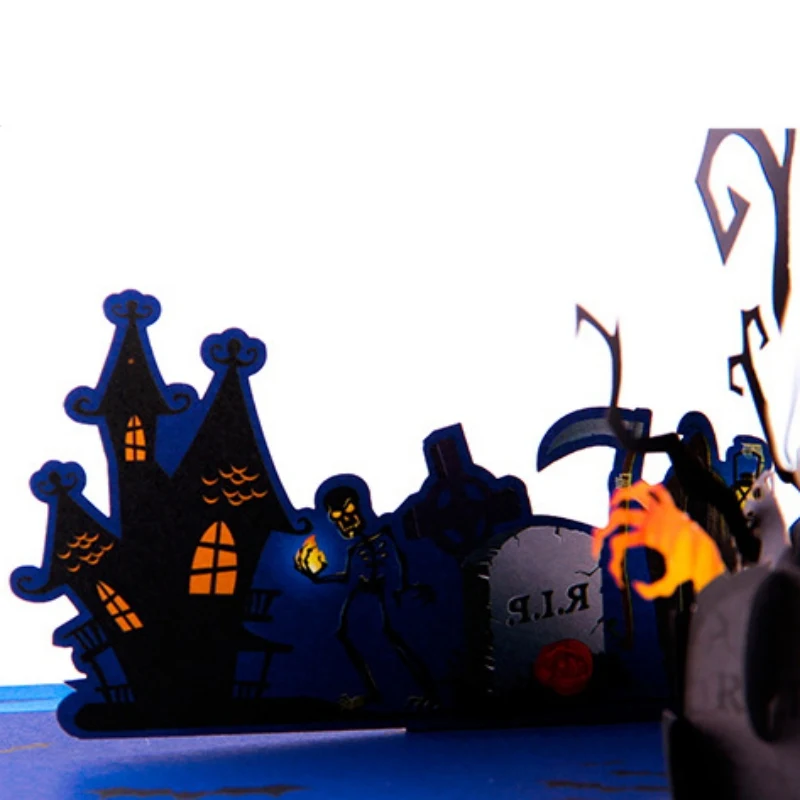  Popup Halloween Card Spooky Pumpkin Ghost Color Printing Trick Or Treat Greeting Card with Invitati - 4000223695647