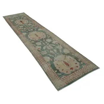 

89x355 Cm Beige Handmade Oushak Runner Rug-3x12 Ft