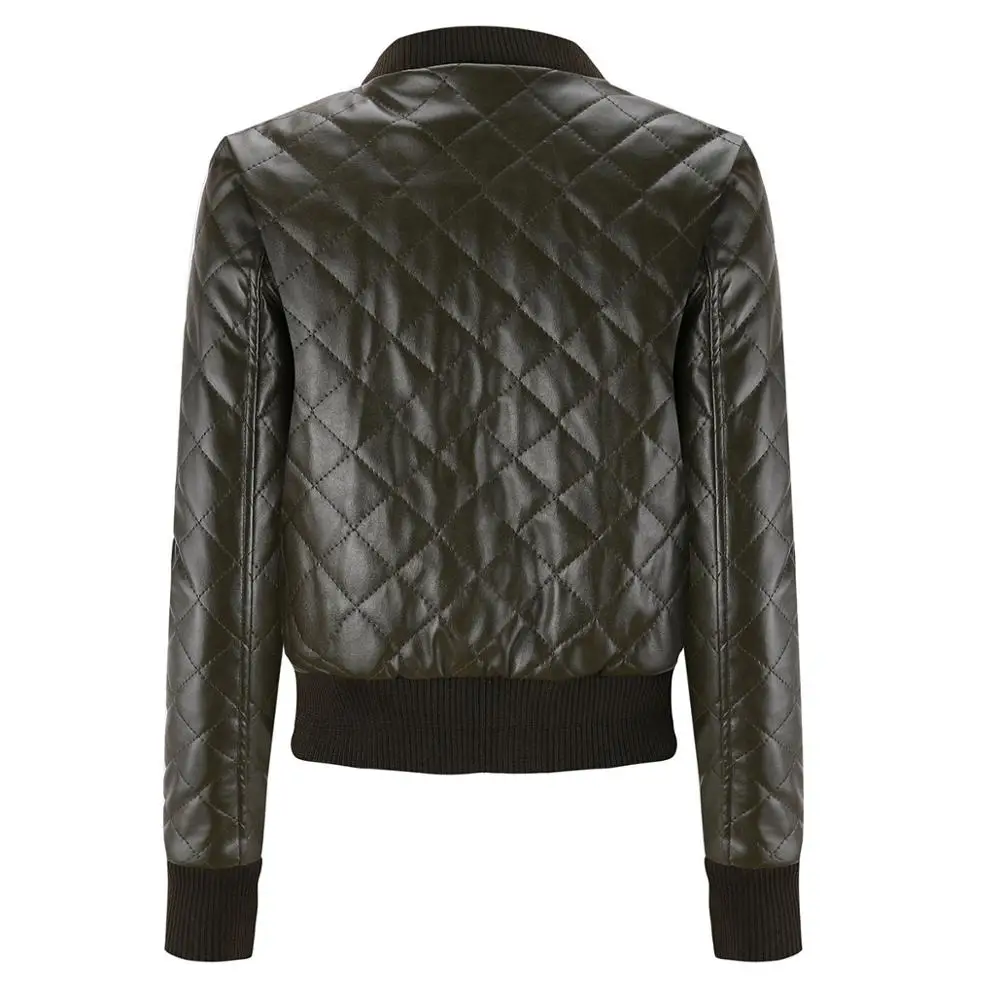 Женская кожаная куртка из искусственной кожи, байкерская куртка Veste En Cuir Femme, пальто Perfecto Femme Aviator Veste Simili Cuir, черный, зеленый, белый
