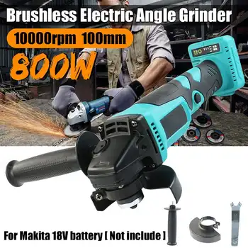 

800W 100mm Brushless Electric Angle Grinder Grinding Machine Cordless Woodworking Metal Cutting DIY Tool For 18V Makita Battery