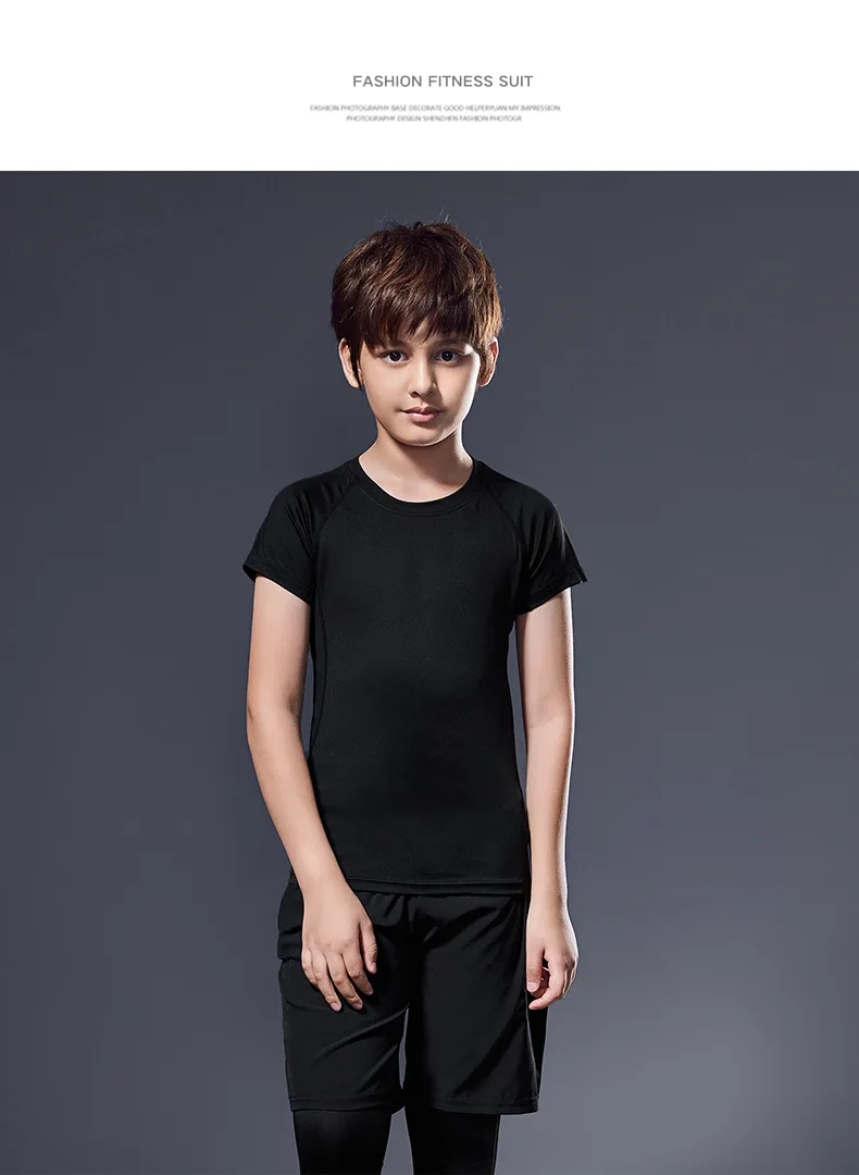 В настоящее время детский спортивный костюм шорты с короткими рукавами, колготки Мужская баскетбольная форма для футбола, тренировочная быстросохнущая одежда