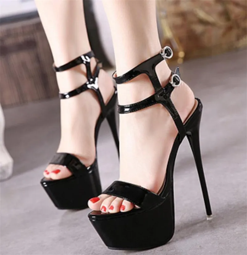 

2020 NEW 16CM High Heels Platform Sandals Women Summer Sexy Ankle Strap Open Toe Gladiator Party Dress Woman Shoes Size 44 45 46