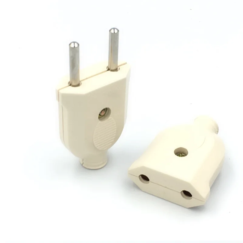 

1pc EU European 2 Pin AC Electric Power Male Plug Female Socket Outlet Adaptor Adapter Wire Rewireable Extension Cord Connector
