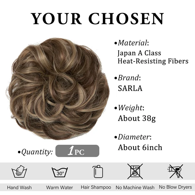 Synthetic Hair Bun Extensions Messy Curly Elastic Hair Scrunchies Hairpieces Synthetic Chignon Donut Updo Hair Pieces for Women 2