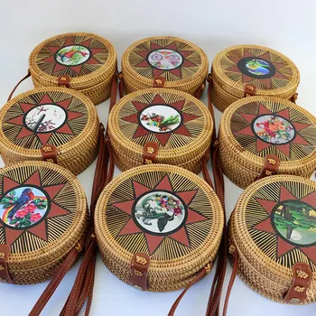 

Wicker Straw Wallet Hand Woven Rattan Bag Ladies Shoulder Bag Messenger Summer Beach