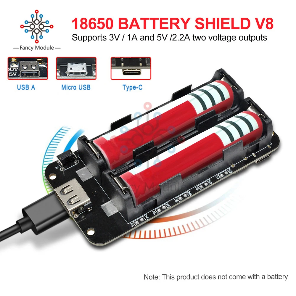 diymore-ESP8266-ESP32-18650-Lithium-Battery-Shield-V8-5V-3A-3V-1A-Mobile-Power-Bank-Charging