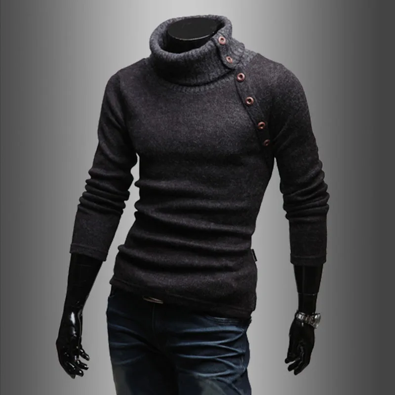 Свитер с высоким воротом стильный приталенный вязаный Однотонный мужской свитер с длинным рукавом мужские свитера пуловер мужской свитер Y