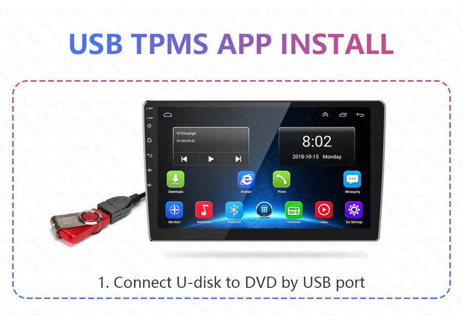 USB Android TPMS система контроля давления в шинах 5V внутренний внешний для Android навигация автомобильное радио головное устройство авто аудио