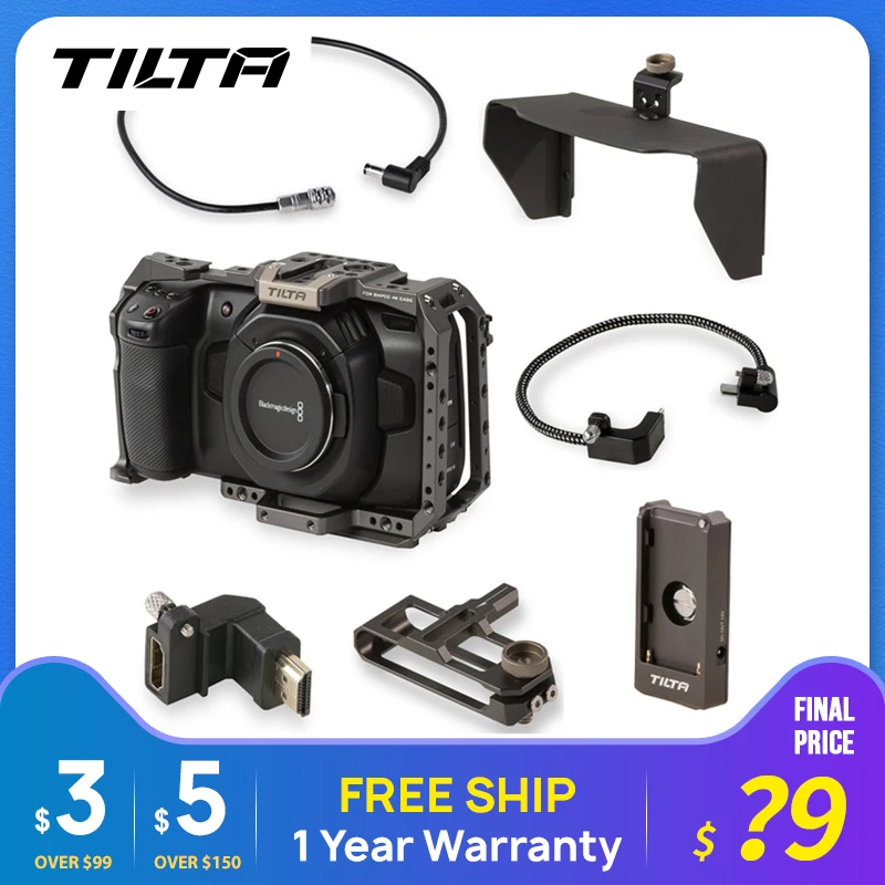 Клетка Tilta BMPCC 4k 6K для камеры DSLR с держателем SSD накопителя Sunho кабель питания