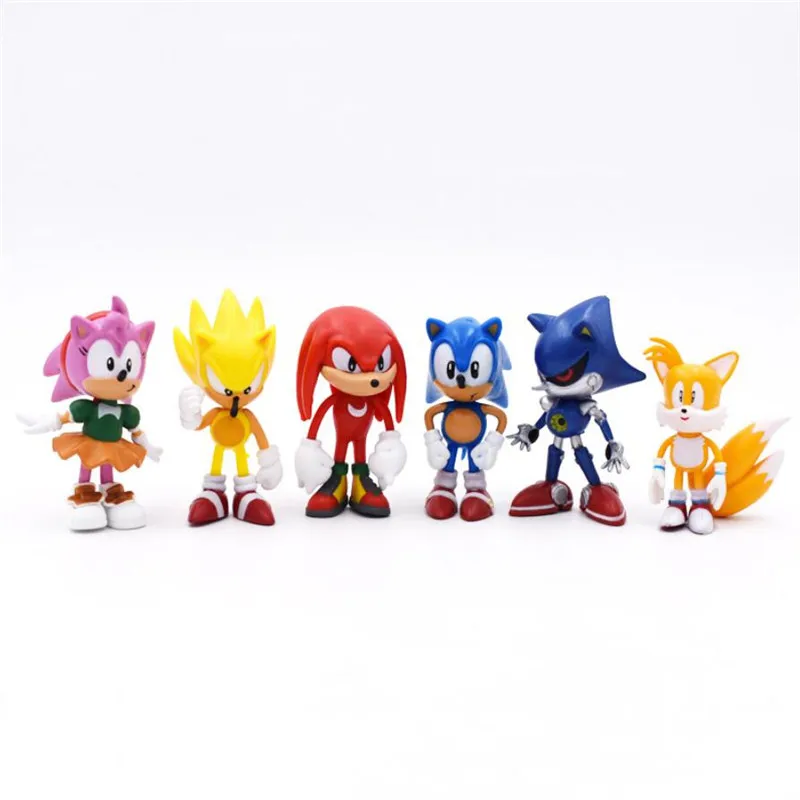 

6Pcs/Set 7cm Sonic Figures Toy Pvc Toy Sonic Shadow Tails Characters Figure Toys For Children Animals Toys Set Free Shipping