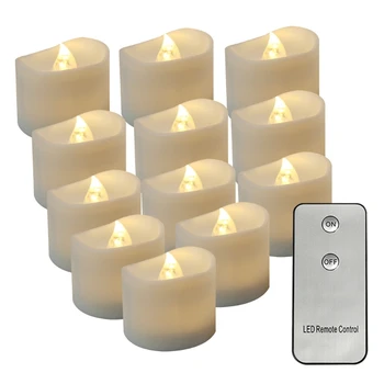 

12pcs Flameless Electronic LED Candles Remote Control Flickering Tea Light Decor